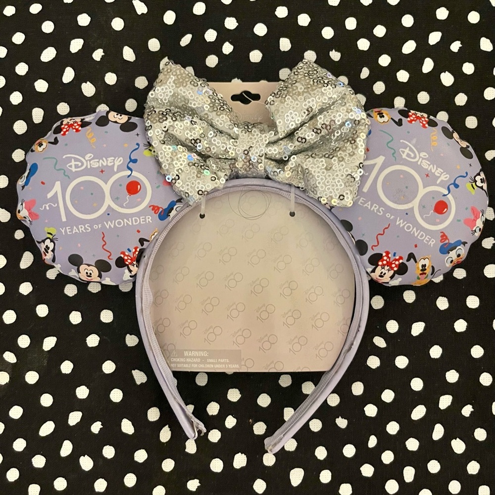 Disney 100th Anniversary Headband with Silver Sequin Bow